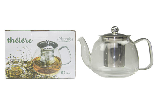 Théière en Verre avec Infuseur à Thé en Acier Inoxydable 700 ml