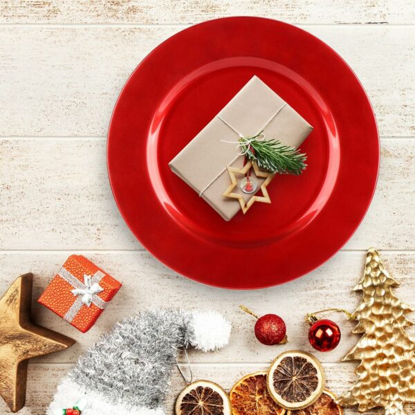 ASSIETTE PRESENTATION LISSE DIA.33CM ROUGE DECORATION DE TABLE
