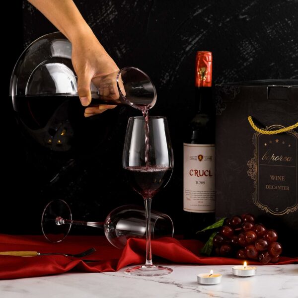 Carafe à Vin à Décanter en Verre 1,4 Litre Transparent Avec Bec Verseur Biseauté