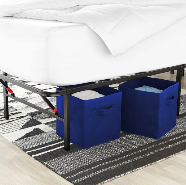 Cube Caisse Intissé en Tissus Bleu Marine Boite de Rangement Pliante 31 x 31 cm