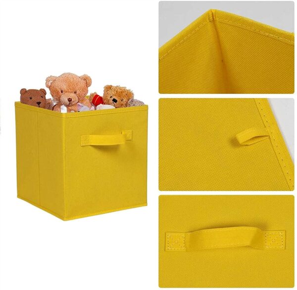 Cube Caisse Intissé en Tissus Jaune Boite de Rangement Pliante