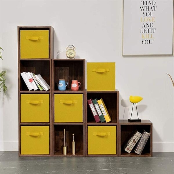 Cube Caisse Intissé en Tissus Jaune Boite de Rangement Pliante pas cher
