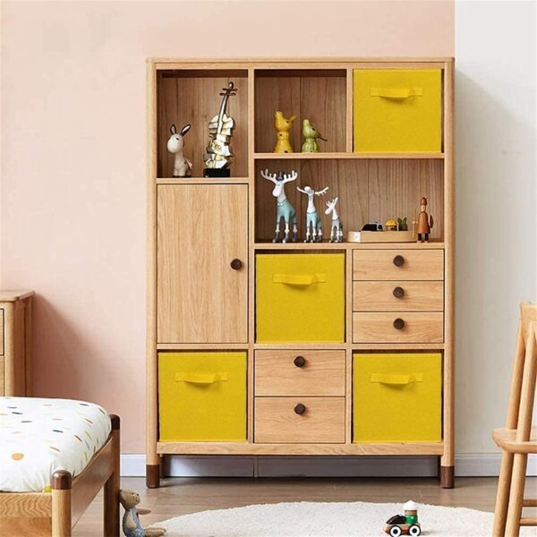 Cube Caisse Intissé en Tissus Jaune Boite de Rangement Pliante 31 x 31 cm